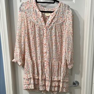Maeve by Anthropologie Printed Button-Down Tiered Dress Size Large